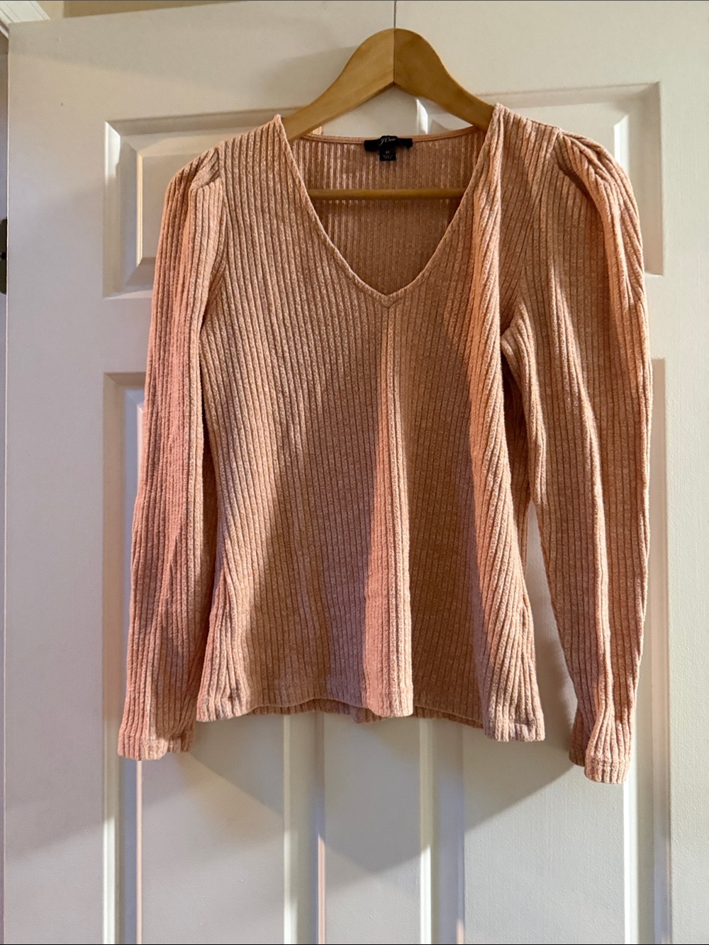 J. Crew Ribbed V-Neck in Dusty Pink